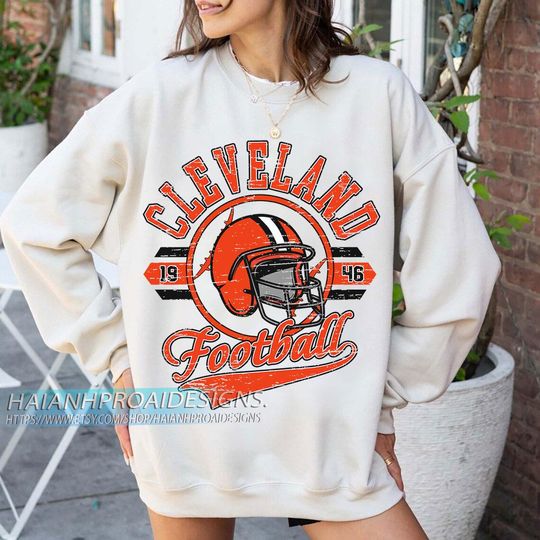Discover Cleveland Football Vintage Sweatshirt, Retro Fan Sweatshirt, Game Day Gift Sweatshirt
