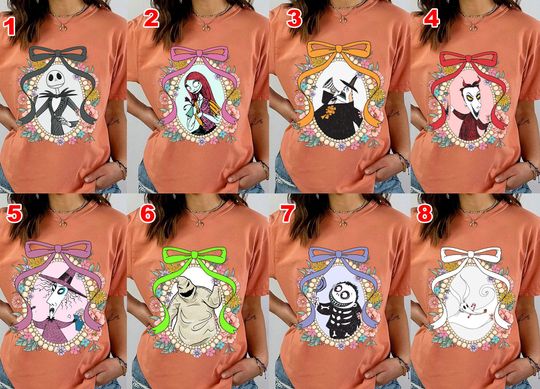 Coquette Bow Nightmare Before Mirror Shirt, Disney Jack Skellington Sally Oogie Boogie T-Shirt, WDW Disneyland Matching Family Trip 2025 Tee