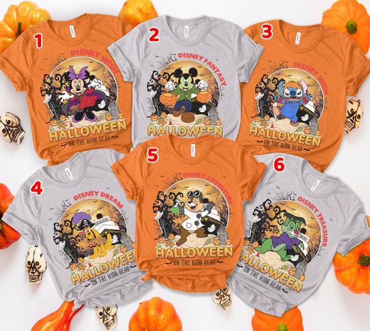 Disney All Characters Cruise Line Shirt, Halloween On The High Seas, Mickey & Friends, Star Wars, Chip N Dale Toy Story Halloween Shirt