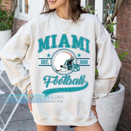 Discover Miami Football Vintage Sweatshirt, Retro Football Fan Sweatshirt, Game Day Gift Sweatshirt