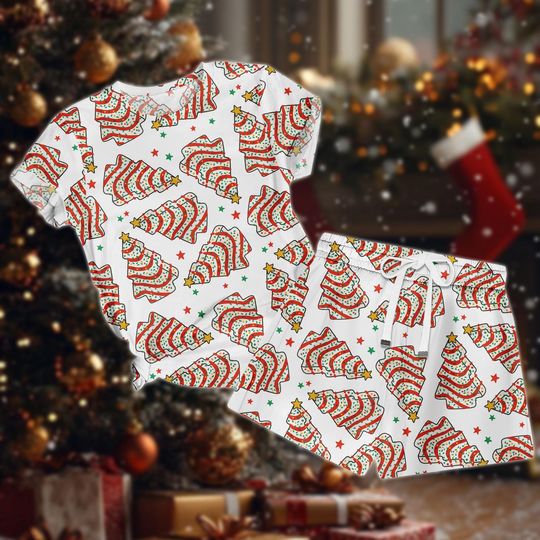 Discover Christmas Tree T-Shirt and Shorts Pajamas, Family PJs Set, Xmas Pajamas, Christmas Gift, Family Holiday