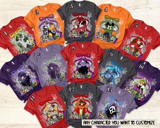 Custom Disney Villains Character Comfort Colors TShirt, Disney Halloween Shirt, Halloween Party Shirt, Disney Family Trip Tee, WDW Shirt