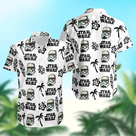Discover Disney Star Wars Disneyworld Darth Vader White Hawaiian Shirt