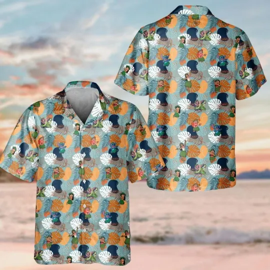 Discover Disney Lilo And Stitch Characters Tropical Leaves Vacation Summer Hawaiian Shirt