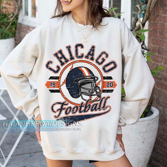 Discover Chicago Football Vintage Sweatshirt, Retro Football Fan Sweatshirt, Game Day Gift Sweatshirt