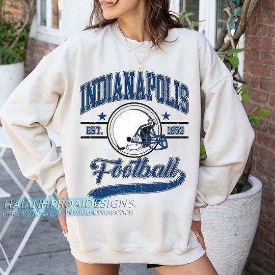 Discover Indianapolis Football 1953 Vintage Sweatshirt, Retro Sports Helmet Crewneck, Classic State Pride Fan Sweater