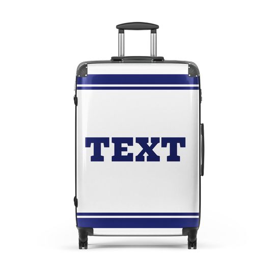 Discover Blue White Gray Suitcase | Gentilly Custom Suitcase | Greek Life Style | Sports Fan Luggage
