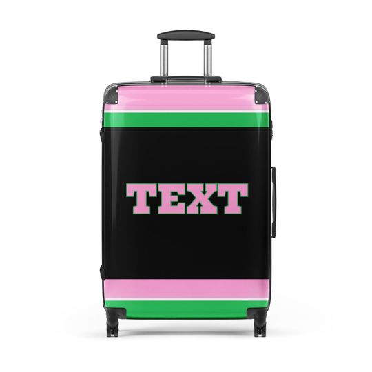 Discover Greek Life Travel: Pink Green Black Suitcase  - Lacombe Custom Suitcase Large