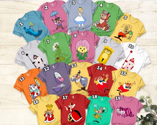 Discover Disney Alice in Wonderland Group T-Shirt Disney Alice Shirt The Cheshire Cat Shirt The Tweedles Shirt Wonderland Costume Shirt Family Shirt
