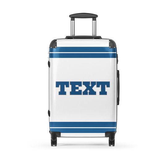 Discover Blue White Gray Suitcase | Gentilly Custom Suitcase Medium | Gameday Travel Bag | Team Luggage