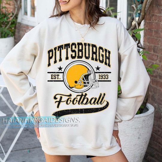 Discover Pittsburgh Football 1933 Vintage Sweatshirt, Retro Sports Helmet Crewneck, Classic State Pride Fan Sweater