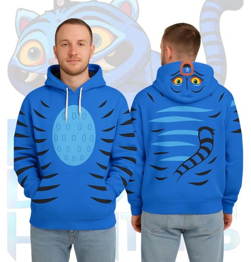 Derpy Kpop Demon Hunters Blue Tiger Cosplay Hoodie  Unisex 3D Print Blue Tiger Hoodie Streetwear Harajuku Style, Derpy Tiger Costume Hoodie