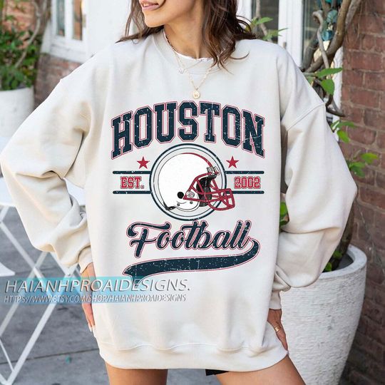 Discover Houston Football 2002 Vintage Sweatshirt, Retro Sports Helmet Crewneck, Classic State Pride Fan Sweater