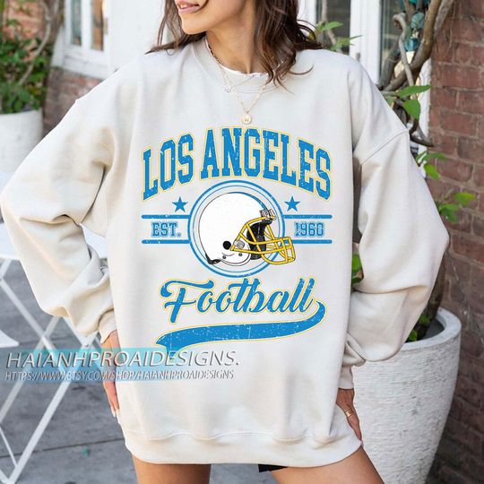 Discover Los Angeles Football 1960 Vintage Sweatshirt, Retro Sports Helmet Crewneck, Classic State Pride Fan Sweater