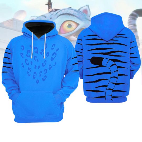 Halloween Derpy Tiger Costume Hoodie, Blue Tiger Costume Shirt, Demon Hunter Sweatshirt, Halloween Costume Outfit, Kpop Movie Fan Gifts