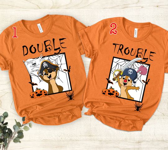 Discover Disney Chip n Dale Pirates Double Trouble Halloween Matching Shirt, Disney Birthday Party Tee, Disneyland Trip Shirt, Disney Couple Shirt
