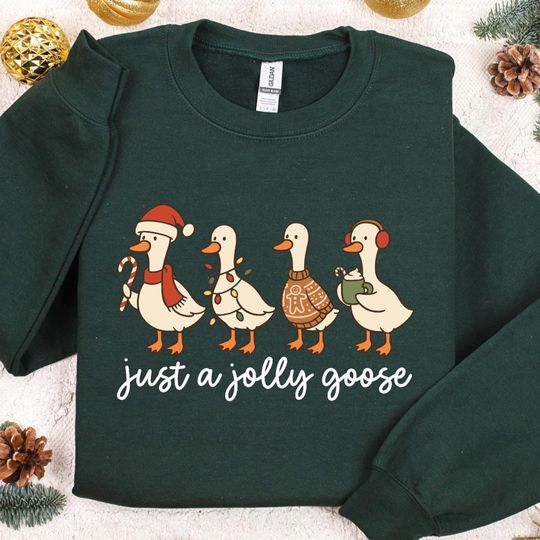 Discover Just a Jolly Goose Sweatshirt, Funny Christmas Goose Tee