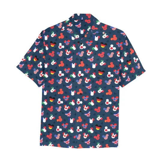 Discover Disney Mickey Flags Black Hawaiian Shirt