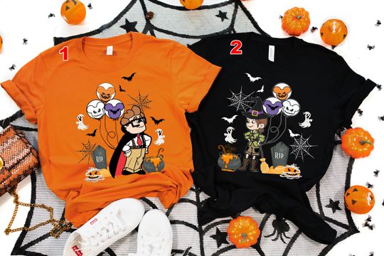 Discover Carl and Ellie Halloween Shirts, Up Movie Couple Tees, Trick or Treat Shirt, Halloween Party Matching Family Shirts, Disney Halloween Couple