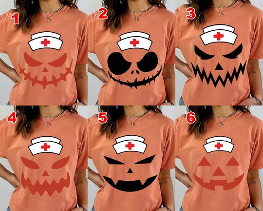 Halloween Nurse T-Shirt, Jackolantern Pumpkin Group Shirt, Spooky Nurse T-Shirt, Boo Crew Funny Nursing Er Icu Rn Fall Autumn Tee Gift