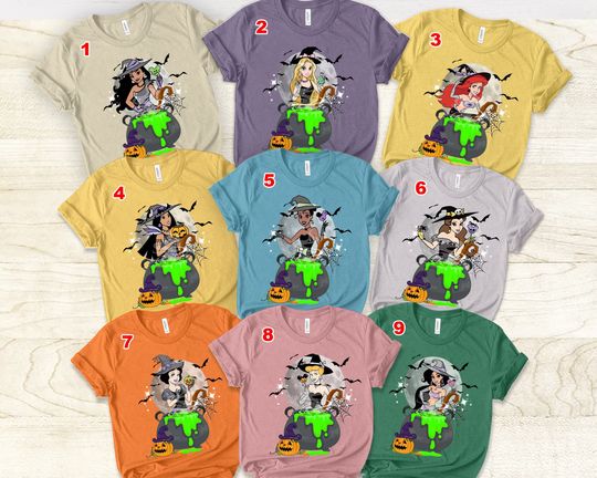 Discover Disney Princess Halloween T-Shirt, Princess Witch Shirt, Vintage Disney Halloween Group Matching Shirt, Disney Halloween Crew Shirt