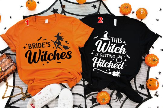 Discover Witchy Bachelorette Party T-Shirt, Brides Coven Shirt, Witch Bridal Party, Brides Witches Crew, Witch Getting Hitched, Halloween Witch Shirt