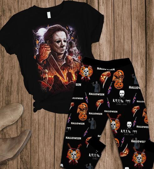 Halloween Michael Myers Pajama Set, Spooky Horror Pajamas, Halloween Tshirt & Shorts, Horror Movie Pajama Set, Killin It Since 1978 Set