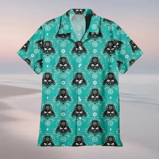 Discover Disney Star Wars Darth Vader Day Of The Dead Tropical Summer Teal Hawaiian Shirt