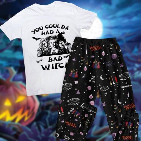 Halloween Hocus Pocus Shirt, Halloween Pajamas Set, Sanderson Sisters Pajamas, Sanderson Sisters T-Shirt, Halloween Witch Shirt