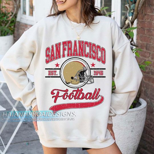 Discover San Francisco Football 1946 Vintage Sweatshirt, Retro Sports Helmet Crewneck, Classic State Pride Fan Sweater