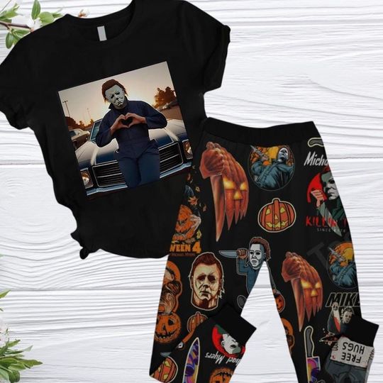 Michael Myers Pajamas Set, Horror Characters Pajamas, Horror Movie Pajamas Pant, Scary Movie Shirt, Spooky Season Shirt, Halloween Gift