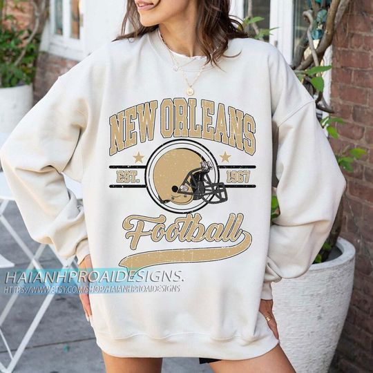 Discover New Orleans Football 1967 Vintage Sweatshirt, Retro Sports Helmet Crewneck, Classic State Pride Fan Sweater