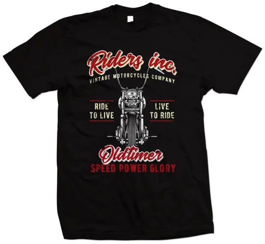 Discover Motorcycle Live to Ride T-Shirt Retro Biker Tee For Men