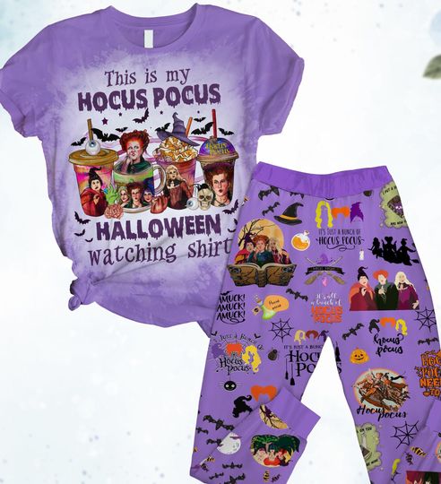 Halloween Hocus Pocus Tshirt Pants Pajamas Set, Sanderson Sisters Pajamas, Halloween Movie Shirt, Spooky Season Gift, Halloween Pjs set