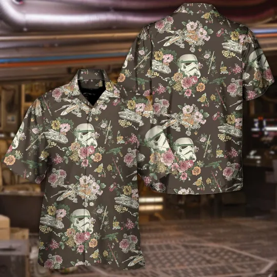 Disney Star Wars Stormtrooper Flower Vintage Hawaiian Shirt Summer Beach Aloha