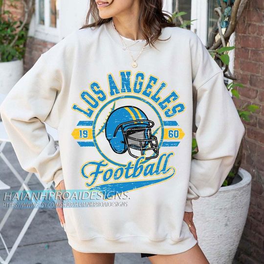 Discover Los Angeles Football 1960 Vintage Sweatshirt, Retro Sports Helmet Crewneck, Classic State Pride Fan Sweater, Game Day Gift Shirt