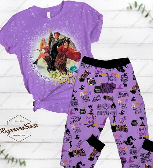 Halloween It's Just A Bunch Of Hocus Pocus Pajamas, Hocus Pocus T-Shirt, Sanderson Sisters Pjs, Halloween Movie Pajamas, Pajamas For Women