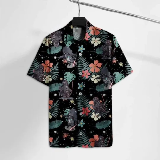 Discover Disney Star Wars Darth Vader Chibi Galaxy Aloha Black Hawaiian Shirt