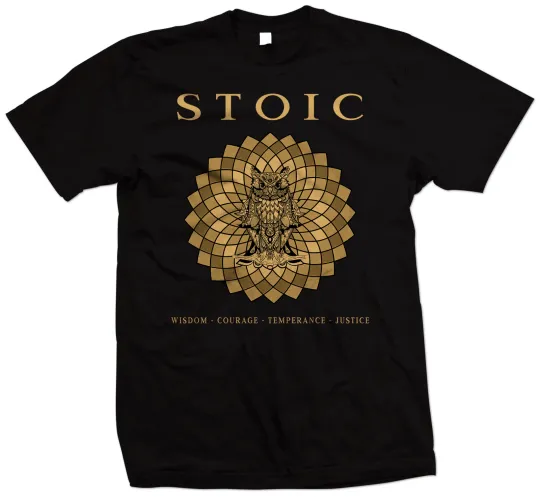 Discover Stoic Virtues - T Shirt - Wisdom Justice Courage Moderation - Plato Socrates