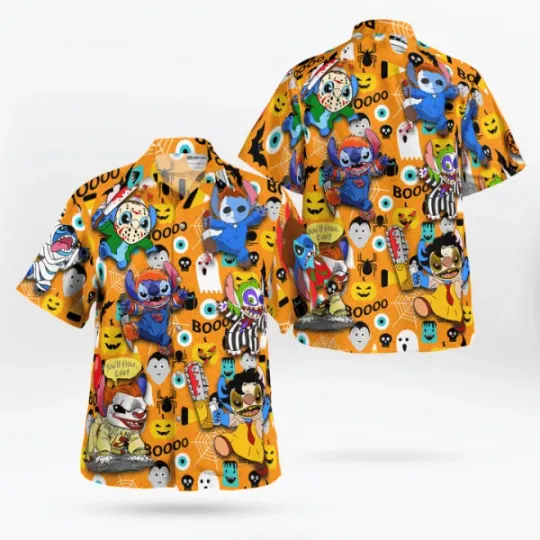 Discover Disney Stitch Halloween Boo Retro Hawaiian Shirt
