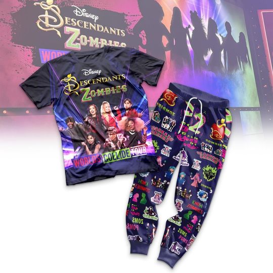 Discover Descendant Zombies 4 Pajamas Set, Disney The Rise Of Red Characters T-Shirt Pants Set, Descendants Concert Sleepwear, Summer Music Festival