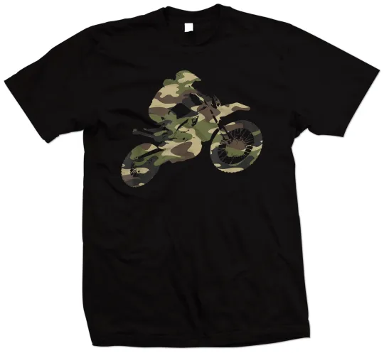 Discover Motocross T-Shirt, Camo Dirt Bike Tee, FMX Motorcycle T-Shirt