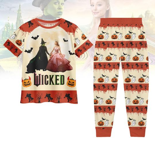 Discover Wicked Halloween T-Shirt Pants Set, Pumpkin Ghost Witch Pjs Outfit, Wicked 2025 Matching Pajama Style, Wicked Movie 2025 Gift