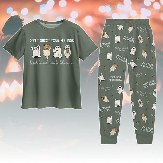 Discover Dont Ghost Your Feeling Tshirt And Pants, Cute Halloween Ghost Pajamas Set, Spooky Season Pjs, Halloween Funny Ghost Boo Pajamas