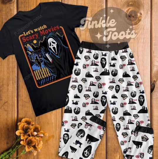 Let's Watch Scary Movies Pajamas Set, Ghostface Halloween Pajamas For Adult And Kids