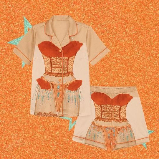Discover Orange and Mint Showgirl Outfit Shirt, Sparkly Stage Costume Illusion Top, Unisex Performance Party Tee, Festival Concert Wear