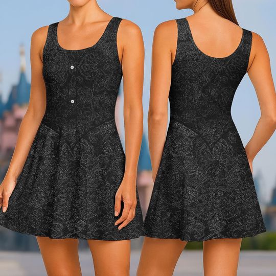 Wicked Elphaba Skater Dress, Wizard of Oz Casual Dress, Spooky Gothic Women Dress, Halloween Cosplay Costume, Halloween Gift For Her