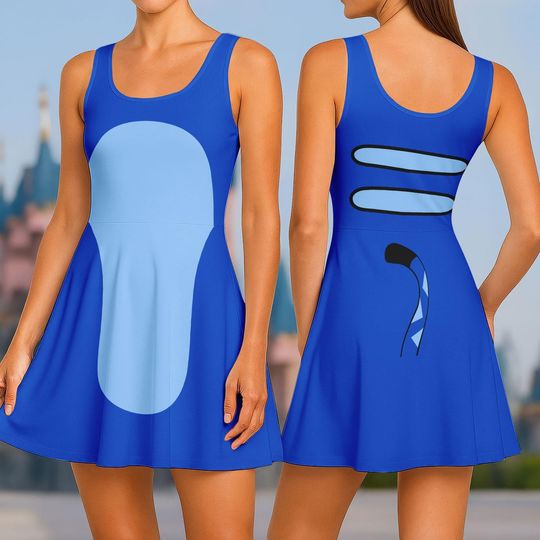 Kpop Demon Hunters Tiger Skater Dress, Derpy Tiger Cosplay Dress, Blue Tiger Dress, Derpy Tiger Costume Dress, Halloween Gifts For Her