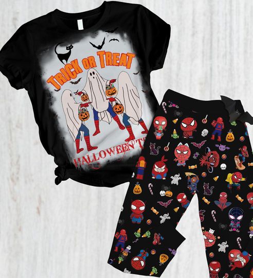 Halloween Spiderman Pajamas Set, Retro Marvel The Amazing Tshirt, Trick Or Treat Tee, Disneyland Vacation Gift