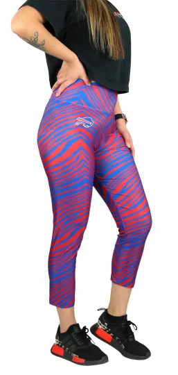 Women's Buffalo Football Bills 2 Color Zebra Print Capri Legging, Gift for Fan